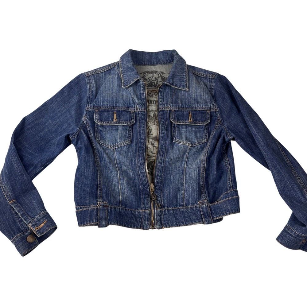 Vintage Style Denim Jacket Blue Key Pull Graphic inside NO‎ TAGS! 38"chest